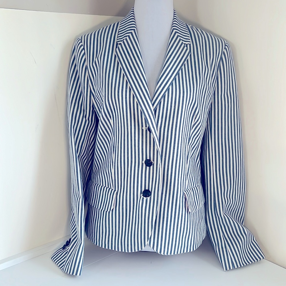 Brooks Brothers 3 Button Seersucker Blazer Spring 2024 Women’s Size 14